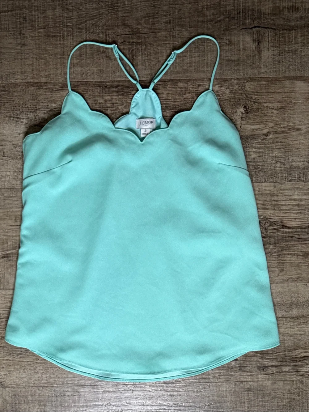 J CREW Top Scalloped Camisole Spaghetti Strap Lined Tank - Size 2